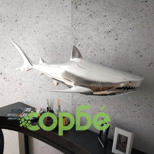 Декоративна акула, монтаж на стена, алуминий, сребриста ➤ топ цена ➤ sorbe.bg