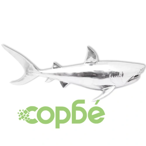 Декоративна акула, монтаж на стена, алуминий, сребриста ➤ топ цена ➤ sorbe.bg