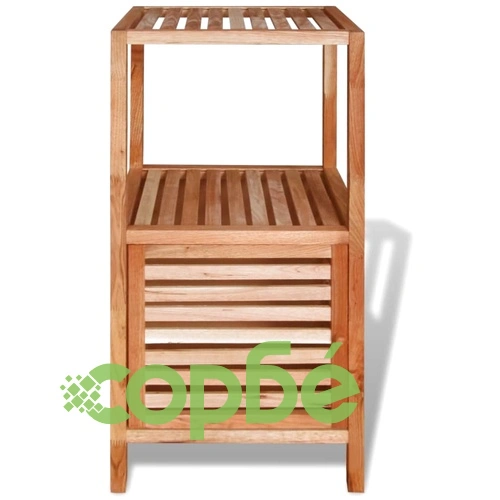 Стелаж за баня, солидно орехово дърво, 39,5x35,5x86 cм ➤ топ цена ➤ sorbe.bg