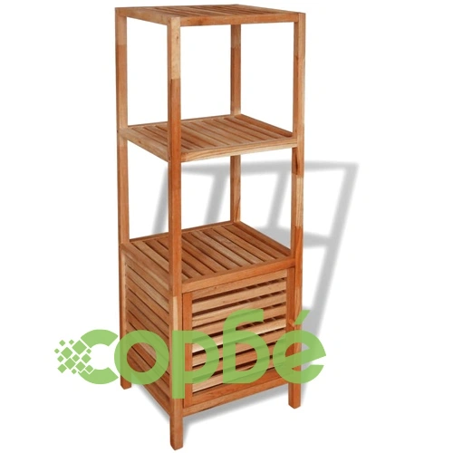 Стелаж за баня, солидно орехово дърво, 39,5x35,5x123 cм ➤ топ цена ➤ sorbe.bg