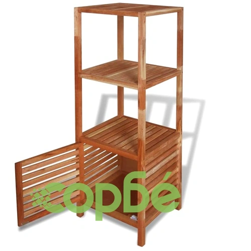 Стелаж за баня, солидно орехово дърво, 39,5x35,5x123 cм ➤ топ цена ➤ sorbe.bg
