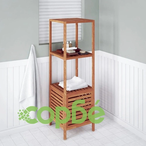Стелаж за баня, солидно орехово дърво, 39,5x35,5x123 cм ➤ топ цена ➤ sorbe.bg