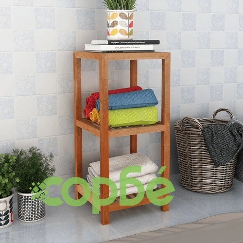 Стелаж за баня, солидно орехово дърво, 36x36x79 cм ➤ топ цена ➤ sorbe.bg