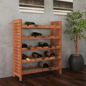 Етажерка за вина, твърдо орехово дърво, 64x25x76 cм