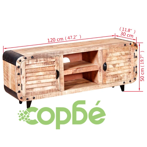 Шкаф за телевизор, груба мангова дървесина, 120x30x50 cм ➤ топ цена ➤ sorbe.bg