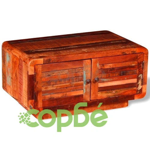 Маса за кафе, регенерирано дърво масив, 80x50x40 cм ➤ топ цена ➤ sorbe.bg
