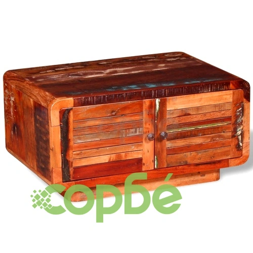 Маса за кафе, регенерирано дърво масив, 80x50x40 cм ➤ топ цена ➤ sorbe.bg
