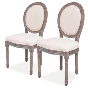 Трапезни столове, 2 бр, кремави, текстил