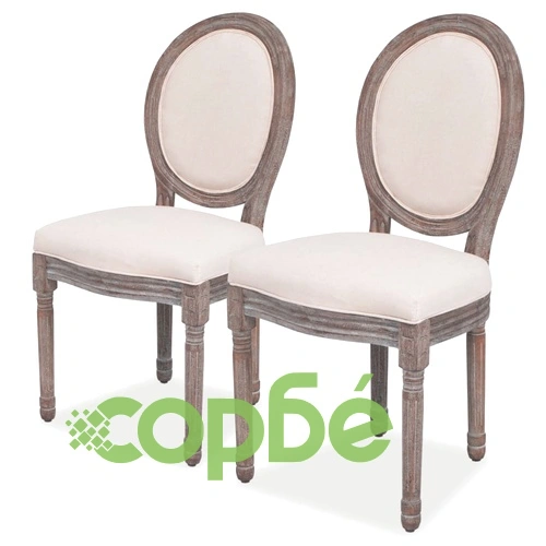 Трапезни столове, 2 бр, кремави, текстил ➤ топ цена ➤ sorbe.bg