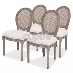 Трапезни столове, 4 бр, кремави, текстил