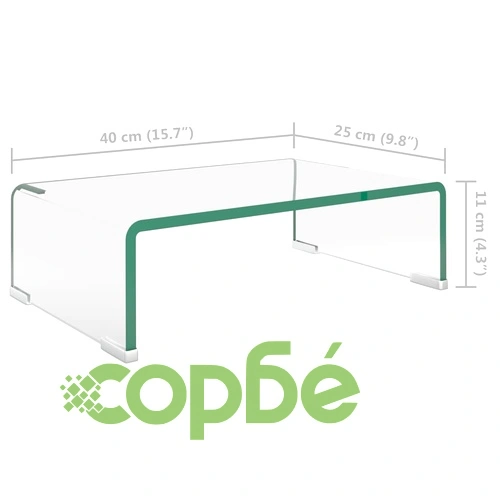 Стойка за телевизор/монитор, стъкло, прозрачна, 40x25x11 см ➤ топ цена ➤ sorbe.bg