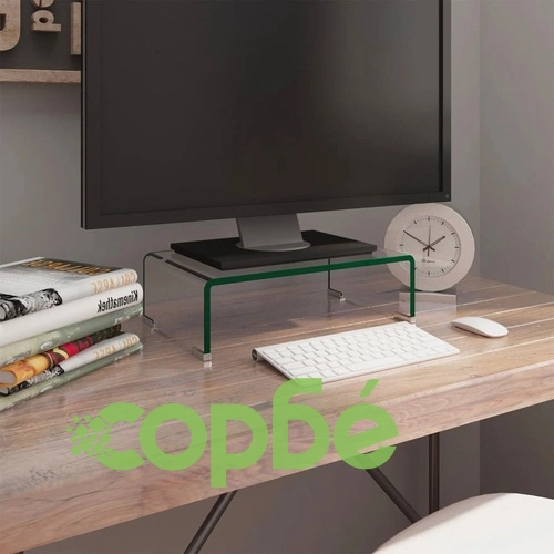 Стойка за телевизор/монитор, стъкло, прозрачна, 40x25x11 см ➤ топ цена ➤ sorbe.bg