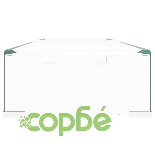 Стойка за телевизор/монитор, стъкло, прозрачна, 90x30x13 см ➤ топ цена ➤ sorbe.bg