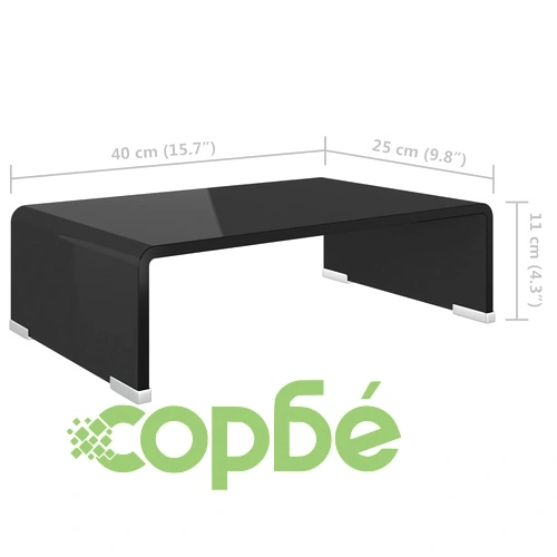 Стойка за телевизор/монитор, стъкло, черна, 40x25x11 см ➤ топ цена ➤ sorbe.bg