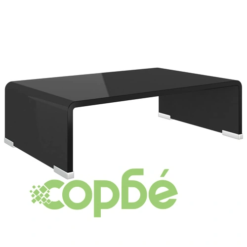 Стойка за телевизор/монитор, стъкло, черна, 40x25x11 см ➤ топ цена ➤ sorbe.bg