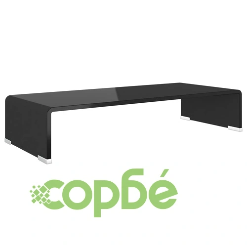 Стойка за телевизор/монитор, стъкло, черна, 60x25x11 см ➤ топ цена ➤ sorbe.bg