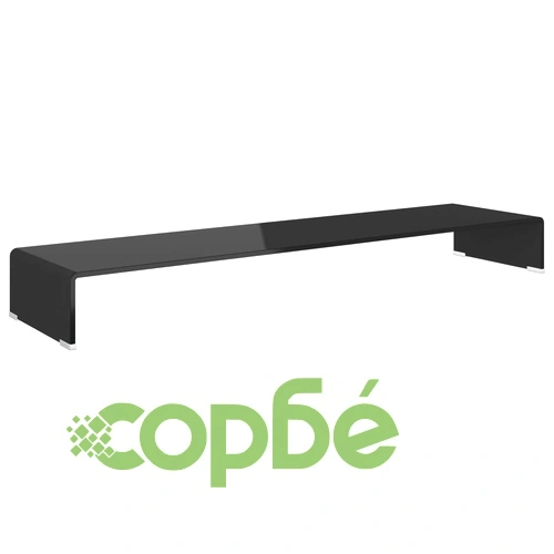 Стойка за телевизор/монитор, стъкло, черна, 120x30x13 см ➤ топ цена ➤ sorbe.bg