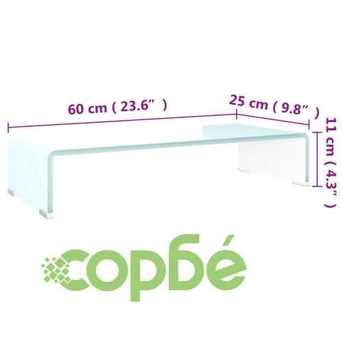 Поставка за телевизор/монитор, стъкло, зелена, 60x25x11 см ➤ топ цена ➤ sorbe.bg