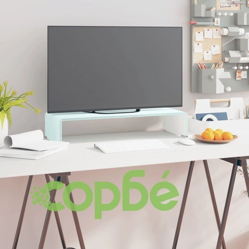 Поставка за телевизор/монитор, стъкло, зелена, 60x25x11 см ➤ топ цена ➤ sorbe.bg