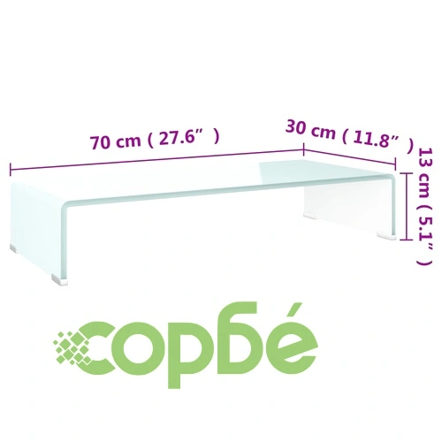 Поставка за телевизор/монитор, стъкло, зелена, 70x30x13 см ➤ топ цена ➤ sorbe.bg