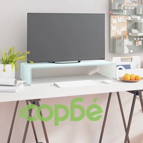 Поставка за телевизор/монитор, стъкло, зелена, 70x30x13 см ➤ топ цена ➤ sorbe.bg