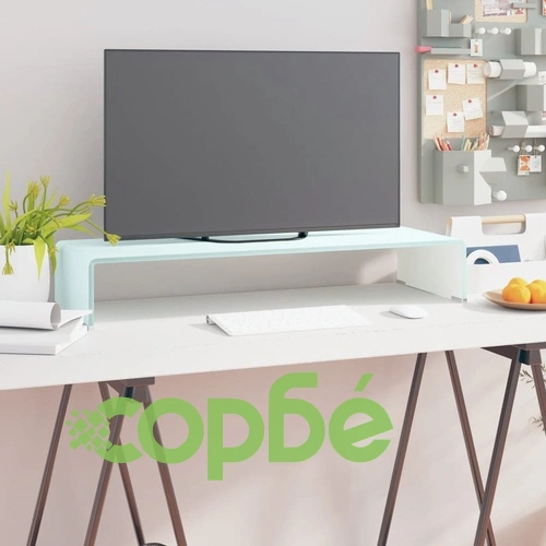 Поставка за телевизор/монитор, стъкло, зелена, 80x30x13 см ➤ топ цена ➤ sorbe.bg