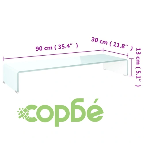 Поставка за телевизор/монитор, стъкло, зелена, 90x30x13 см ➤ топ цена ➤ sorbe.bg