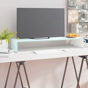 Поставка за телевизор/монитор, стъкло, зелена, 90x30x13 см