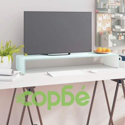 Поставка за телевизор/монитор, стъкло, зелена, 90x30x13 см ➤ топ цена ➤ sorbe.bg