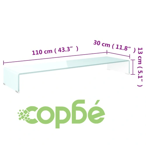 Поставка за телевизор/монитор, стъкло, зелена, 110x30x13 см ➤ топ цена ➤ sorbe.bg