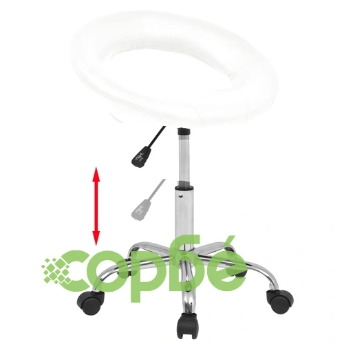 Въртящ се стол за студио за красота, изкуствена кожа, бял ➤ топ цена ➤ sorbe.bg