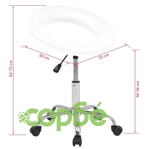 Въртящ се стол за студио за красота, изкуствена кожа, бял ➤ топ цена ➤ sorbe.bg