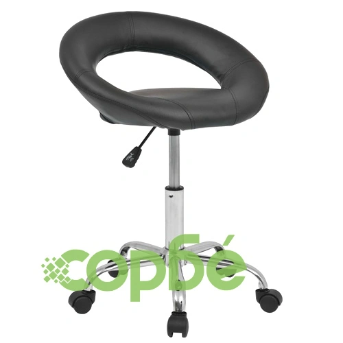 Въртящ се стол за студио за красота, изкуствена кожа, черен ➤ топ цена ➤ sorbe.bg