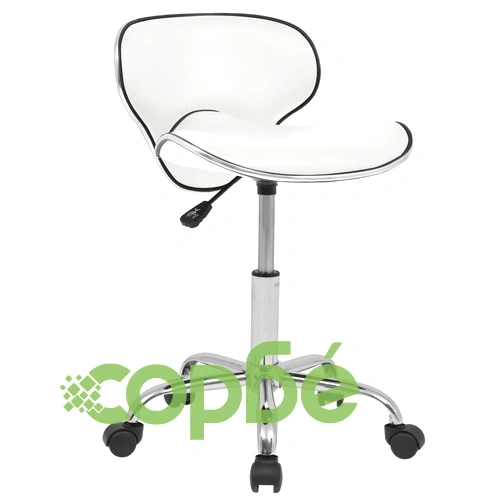 Въртящ се стол за студио за красота, изкуствена кожа, бял ➤ топ цена ➤ sorbe.bg