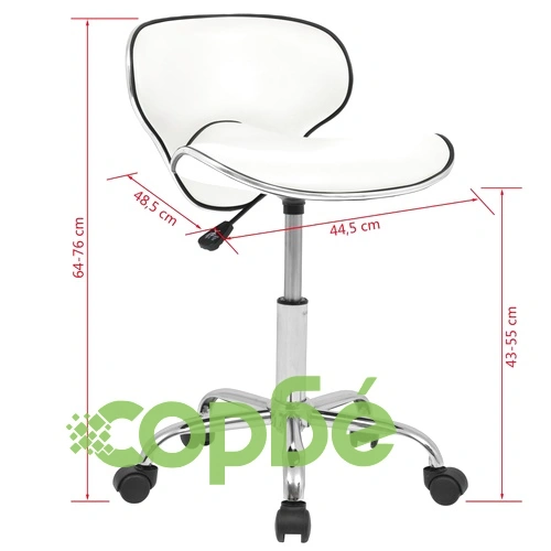 Въртящ се стол за студио за красота, изкуствена кожа, бял ➤ топ цена ➤ sorbe.bg