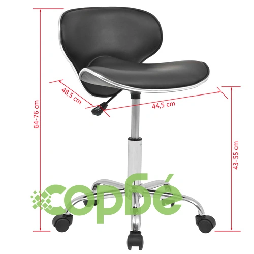 Въртящ се стол за студио за красота, изкуствена кожа, черен ➤ топ цена ➤ sorbe.bg