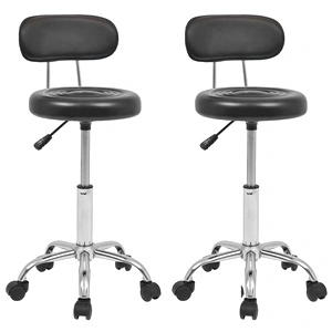 Столове за студио за красота, 2 бр, изкуствена кожа, черни