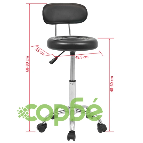 Столове за студио за красота, 2 бр, изкуствена кожа, черни ➤ топ цена ➤ sorbe.bg