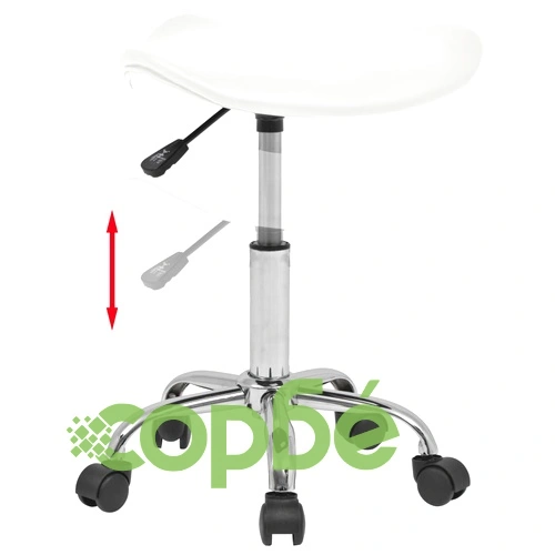 Въртящ се стол за студио за красота, изкуствена кожа, бял ➤ топ цена ➤ sorbe.bg