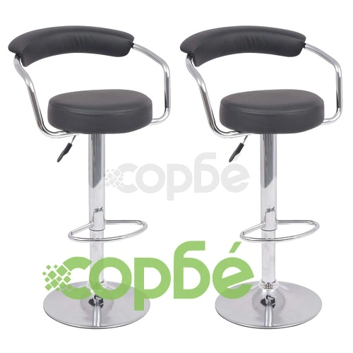 Въртящи се бар столове, 2 бр, изкуствена кожа, черни ➤ топ цена ➤ sorbe.bg