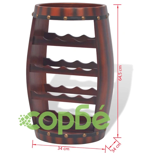 Етажерка за вино във форма на буре, за 14 бутилки, кафява ➤ топ цена ➤ sorbe.bg