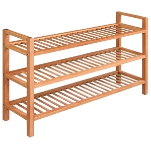 Поставка за обувки с 3 рафта, 100x27x60 см, дъбов масив