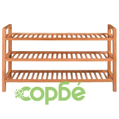 Поставка за обувки с 3 рафта, 100x27x60 см, дъбов масив ➤ топ цена ➤ sorbe.bg