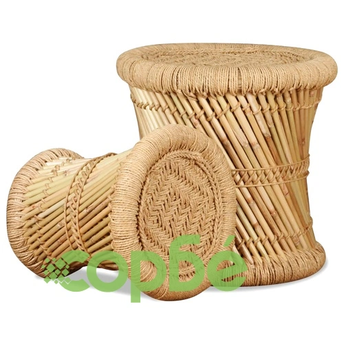 Табуретки, 2 бр, бамбук и юта ➤ топ цена ➤ sorbe.bg