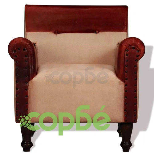 Фотьойл, кафяво и бежово, естествена кожа и текстил ➤ топ цена ➤ sorbe.bg