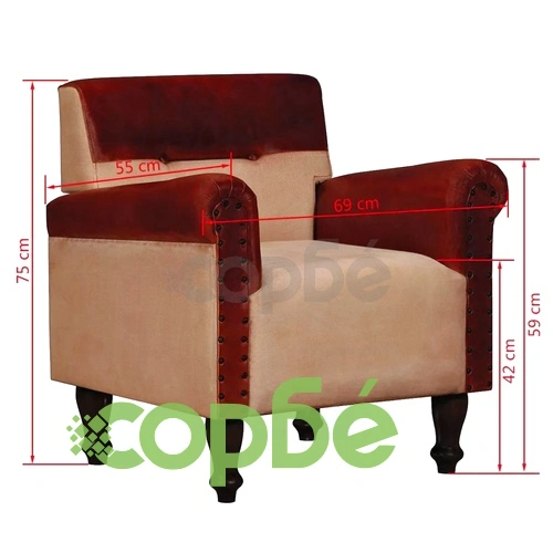 Фотьойл, кафяво и бежово, естествена кожа и текстил ➤ топ цена ➤ sorbe.bg