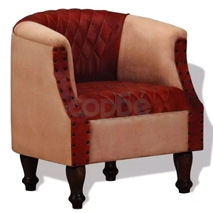 Фотьойл, кафяво и бежово, естествена кожа и текстил