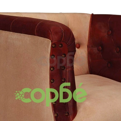 Фотьойл, кафяво и бежово, естествена кожа и текстил ➤ топ цена ➤ sorbe.bg