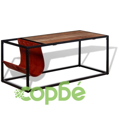 Маса за кафе с място за списания от естествена кожа 110x50x45см ➤ топ цена ➤ sorbe.bg