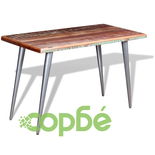 Трапезна маса, регенерирано дърво масив, 120x60x76 cм ➤ топ цена ➤ sorbe.bg